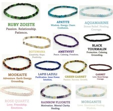 Real Crystal Gemstone Bracelet Natural Stone Chakra Bead Anxiety Gift UK Unisex