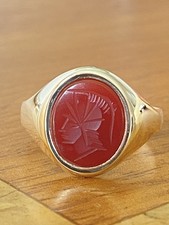 Gents 9ct gold carnelian - gents,