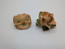 Vintage Flower Brooches Carved