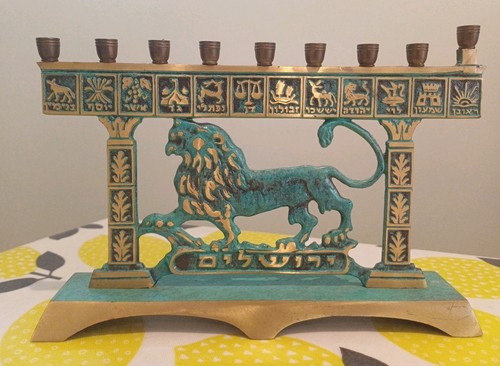 Vintage channukah menorah with - channukah,