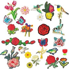 Birds & Flowers Multi Pcs Set Sew-On Iron-On Embroidered Patches Appliqué