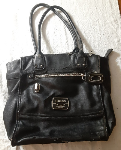 Guess black faux leather tote - black,