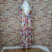 Gideon Oberson Beach Cover Up Womens Medium White Multicolour Full Length - New