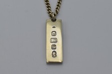 Sterling Silver Gilt Ingot Pendant and Silver Chain 1 Oz 1977