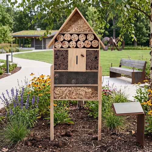 Wooden insect hotel - hotel, bee
