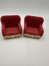 Sylvanian Families – Pair of Red Velvet Armchairs (Old Oak Tree House Furniture)