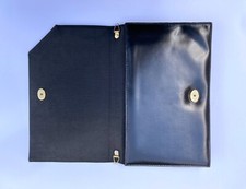 Black 1970's Style Vintage Handbag Real Leather 18x28cm