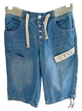 Eto Blue Denim Shorts - Mens UK Size 30 With Elasticated Waist And Drawstring