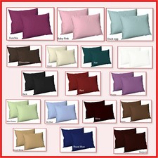 Pillowcases Pair Pack Housewife Pillow Covers Set Polycotton Plain Dyed 50x75 cm