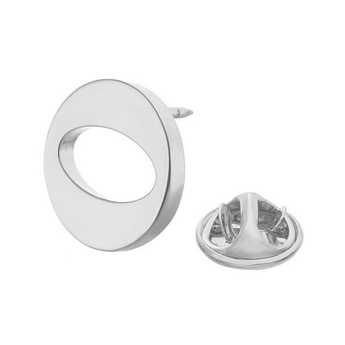 Silver letter metal brooch - silver,