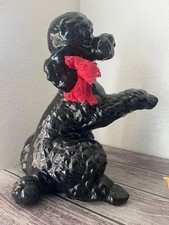 Goebel Black Poodle w/ Raised Paw Porcelain Sculpture W Germany 12"