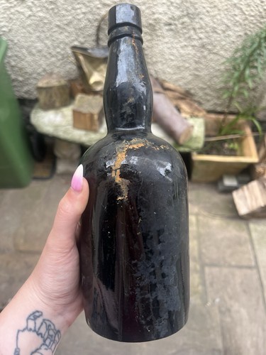Antique black glass concave - antique,