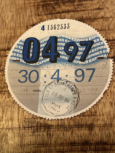 Old tax disc april 1997 - old,