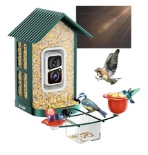 SOLIOM Bird Feeder Camera Solar Powered, 2K Live Video, Squirrel Proof Metal Cas
