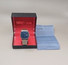 Vintage Mens Sekonda Day Date Square Quartz Watch Cirsa 1980, Tested and Working