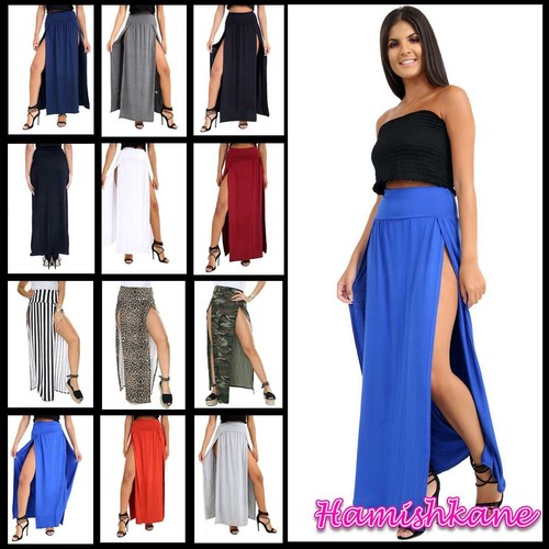 Womens double split maxi skirt - split,