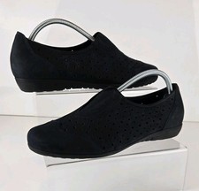 Gabor Comfort Opti-fit Nubuck Leather Slip-On Elastic Panel Shoes 6.5G Navy New