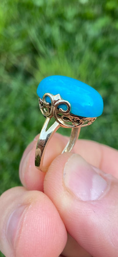 9ct gold large turquoise - gold,