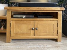 Corner TV Unit / Oak Corner Media Stand / Cabinet - Smoke Free environment 