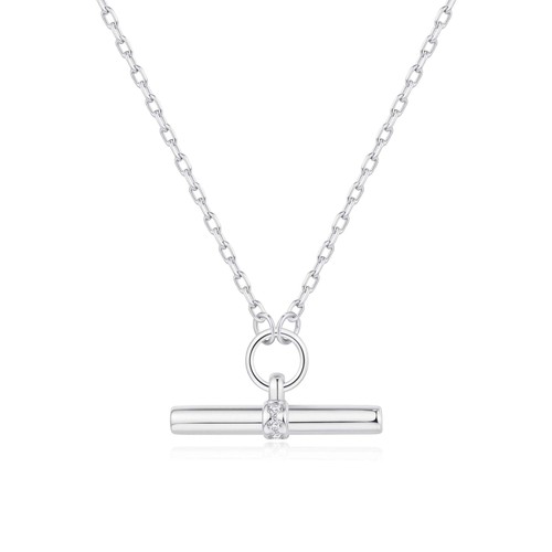 Silver plated bar necklace - t-bar,