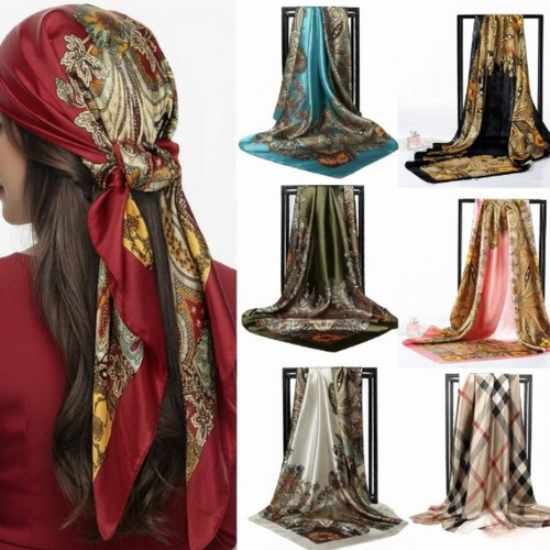 Large 90cm satin silk - satin, square