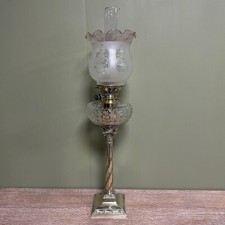 Stunning Large Silver Plated Antique Victorian Oil Lamp
