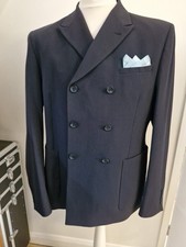 Mens ASOS Navy Blue Double Breasted Suit Jacket  46 Reg Mod/Retro