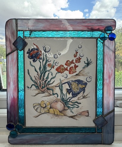 Stained glass leaded framed - stained,