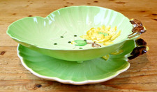 Vintage Carlton Ware Water Lily Drainer and Stand Green