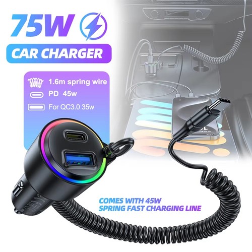 Portable 75w usb car charger - c,