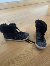 Black Glitter/stars Design Boots Size Young Girls 12 By F&F
