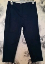 Womens M&S Navy The Mia Slim Cropped Half Elastic Waist Trousers Sz 12 23"L