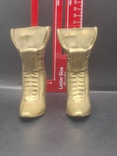 2 x Vintage Brass Boots 4 Inches tall Decorative Posy Vases 888g RF400#5