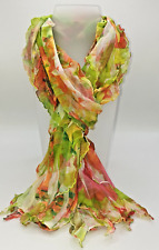 Original Handprinted Skinny Scarf by DM Clothing - Lime Multicolour  Boho Hippie