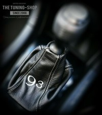 Gear Stick Gaiter For Saab 9-3 Genuine Leather Grey Embroidery Design