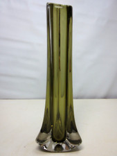 Whitefriars Baxter Pattern 9570 Sage Green 1960s/70s 3 Sided Bud vase Ex Condit.