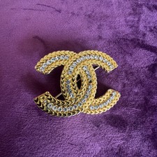 Authentic Vintage Chanel Brooch CC Logo Gold & Crystal, 2006 Autumn Collection