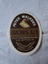 Atkinsons Brewery Birmingham Aston Beer Bottle Label Peter Walker Brown Ale Rare