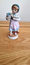 Vintage porcelain Figurine girl and bird Capodimonte statue replica