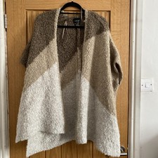 Zara Shawl Poncho Cream  Brown Mix Italian Yarn Sz M
