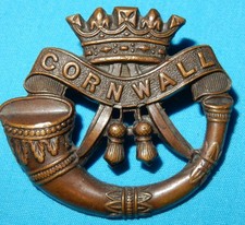 WW1 THE DUKE OF CORNWALL'S LIGHT INFANTRY BRITISH MILITARY OFFICERS CAP BADGE