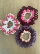 Set Of Three Womens Handmade Crochet Scrunchie Hair Ponytail