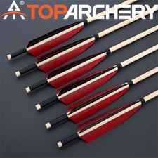 6 PACK Archery 30" Wooden Arrows Traditional Handmake Arrows for Longbow Hunting