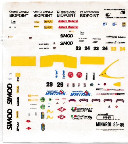 Decal minardi 1985 86 - decal, 1/43