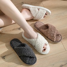 Womens Fuzzy Cross Strap