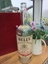 Vintage Bell's Empty Old Whisky Bottle Large 8 Pint's Dimpled Glass To Rear
