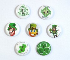 Various 20mm Irish Themed Wooden Buttons-Map, Clover, Celtic Cross, Leprechaun