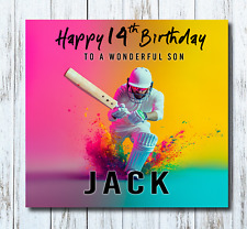 Cricket Birthday Card Personalised Male Boys Girl Son Grandson Brother Nephew
