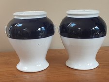 PAIR OF  ANTIQUE PEARLWARE POTTERY  19TH CENTURY APOTHECARY JARS LEECH POTS