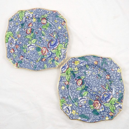 Chintz blue anemone plates - plates, x2